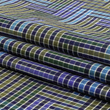 Astral Aura and Chive Log Cabin Plaid Cotton Shirting