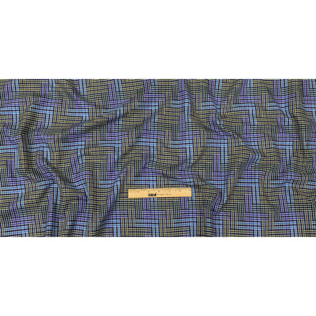 Astral Aura and Chive Log Cabin Plaid Cotton Shirting