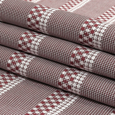 Zinfandel and White Diamond Stripes and Checks Cotton Jacquard