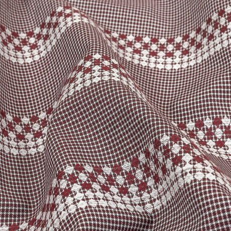 Zinfandel and White Diamond Stripes and Checks Cotton Jacquard