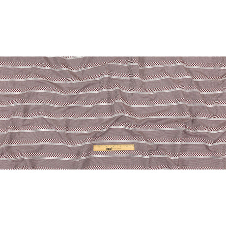 Zinfandel and White Diamond Stripes and Checks Cotton Jacquard