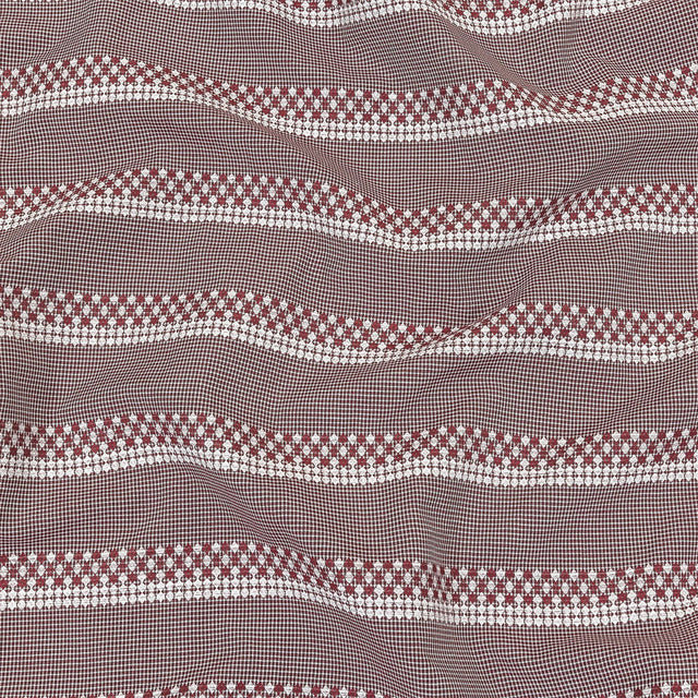 Zinfandel and White Diamond Stripes and Checks Cotton Jacquard