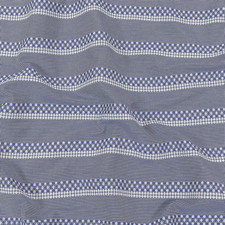 Blue and White Diamond Stripes and Checks Cotton Jacquard