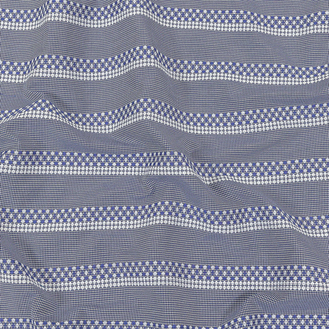 Blue and White Diamond Stripes and Checks Cotton Jacquard