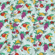 Pale Blue, Green and Yellow Fruit Viscose Batiste