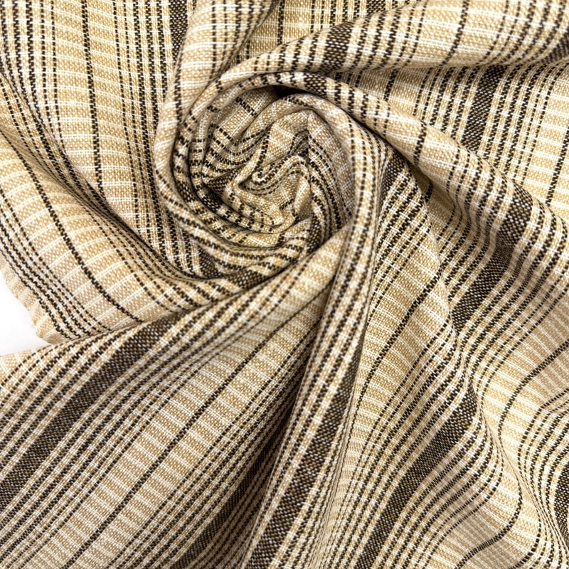 Wool Cotton Striped Fabric