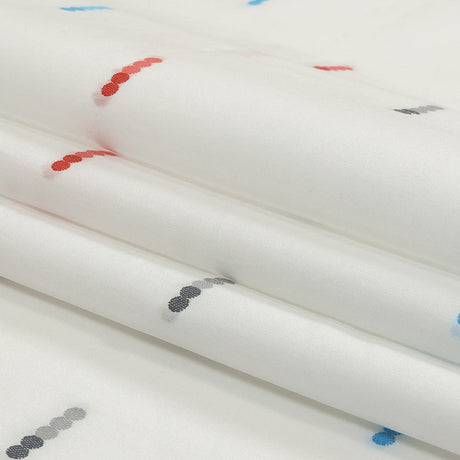 Red, Blue and Quicksilver Dotted Lines Cotton Jacquard Shirting