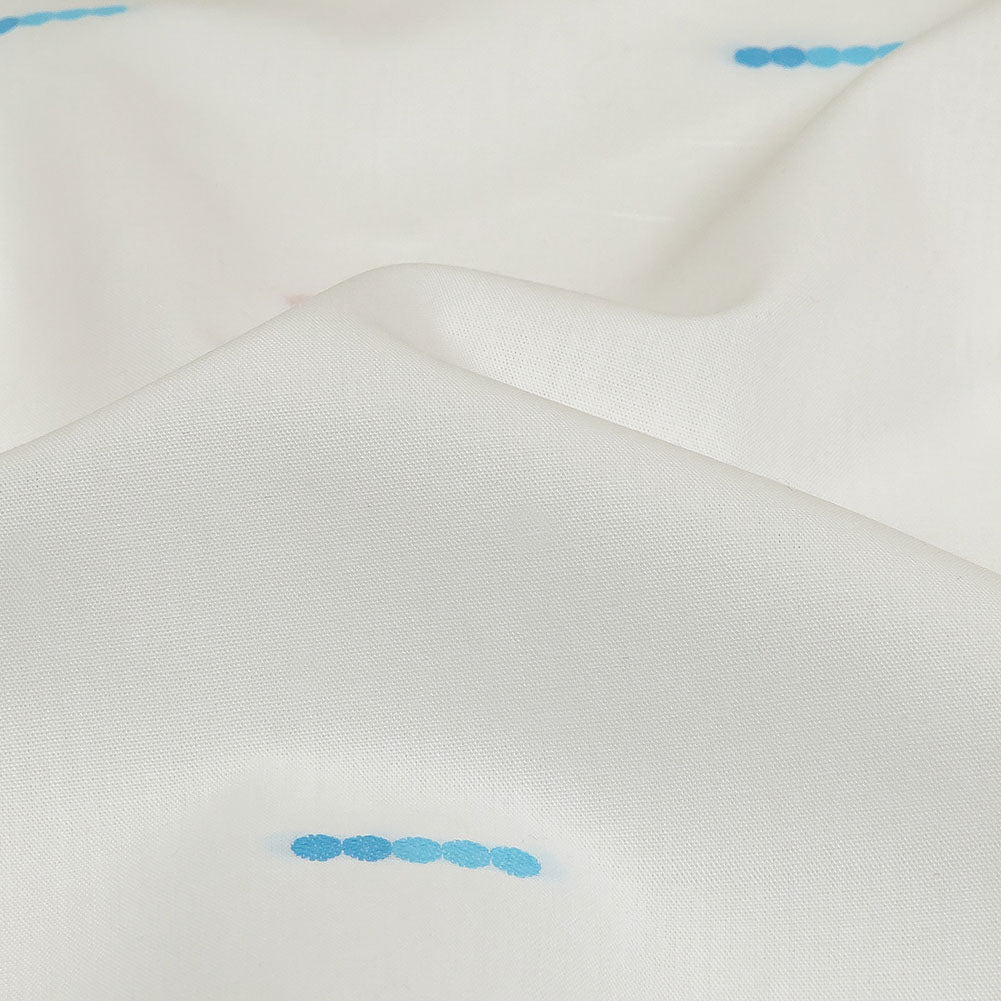 Red, Blue and Quicksilver Dotted Lines Cotton Jacquard Shirting