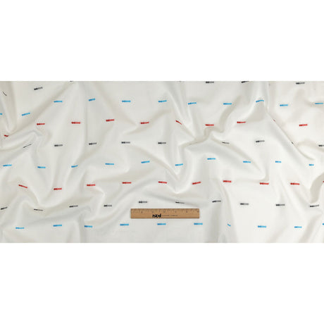 Red, Blue and Quicksilver Dotted Lines Cotton Jacquard Shirting