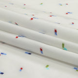 White, Blue and Lime Tossed Rectangles Cotton Jacquard Shirting