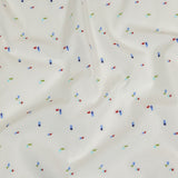 White, Blue and Lime Tossed Rectangles Cotton Jacquard Shirting