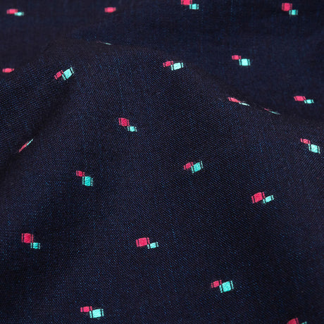 Evening Blue, Pink and Dusty Turquoise Squares Cotton Jacquard Shirting