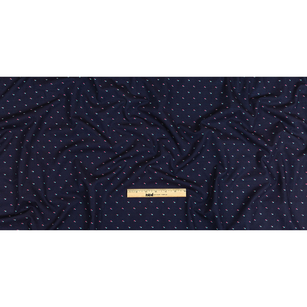 Evening Blue, Pink and Dusty Turquoise Squares Cotton Jacquard Shirting
