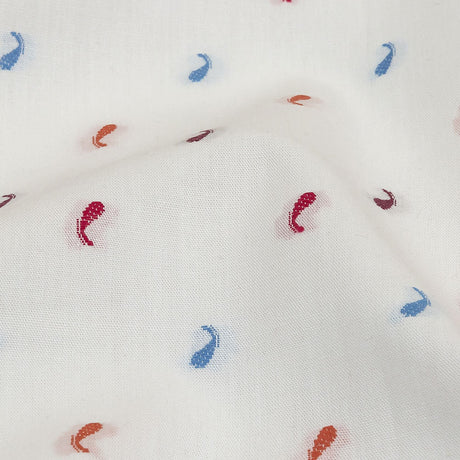 Orange, Pink and Blue Little Paisleys Cotton Jacquard Shirting