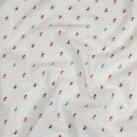 Orange, Pink and Blue Little Paisleys Cotton Jacquard Shirting
