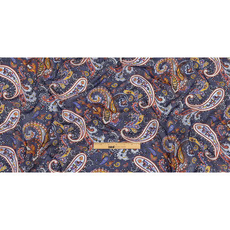 Gauzy Cotton Voile - Navy, Pompeian Red and Goldenrod Paisley - Deadstock