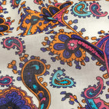 Gauzy Cotton Voile - White, Orange Pepper and Turquoise Paisley - Deadstock