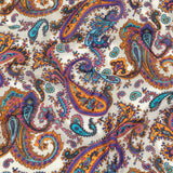 Gauzy Cotton Voile - White, Orange Pepper and Turquoise Paisley - Deadstock