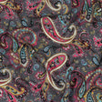 Gauzy Cotton Voile - Charcoal, Hot Pink and Gold Paisley - Deadstock