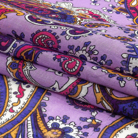 Gauzy Cotton Voile - Lilac, Cobalt and Pink Paisley - Deadstock