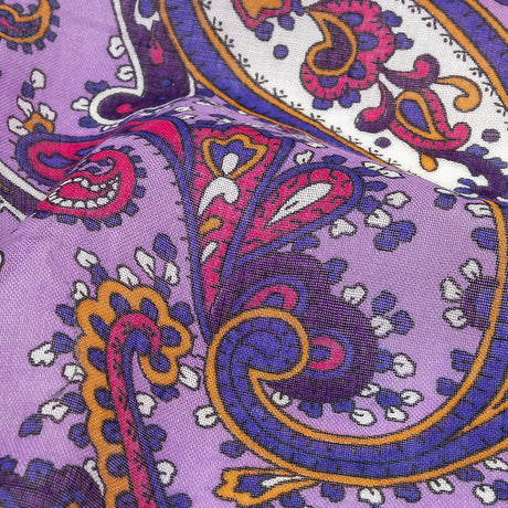 Gauzy Cotton Voile - Lilac, Cobalt and Pink Paisley - Deadstock