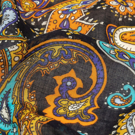 Gauzy Cotton Voile - Midnight Navy, Hawaiian Sunset and Limoges Paisley - Deadstock