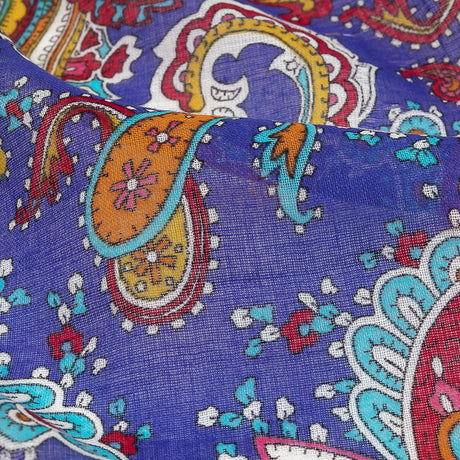 Gauzy Cotton Voile - Blue, Pink and Amberglow Paisley - Deadstock