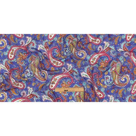 Gauzy Cotton Voile - Blue, Pink and Amberglow Paisley - Deadstock