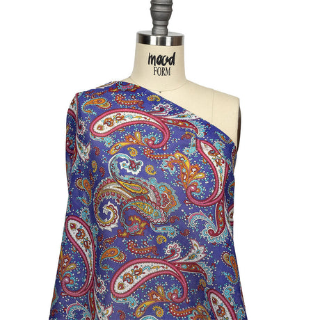 Gauzy Cotton Voile - Blue, Pink and Amberglow Paisley - Deadstock
