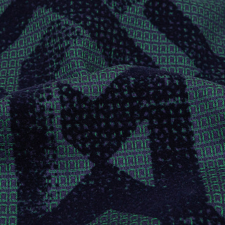 Navy Distressed Geometric Flocking on Hunter Green and Peacoat Rectangles Cotton Dobby