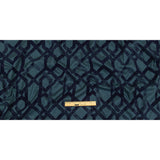 Navy Distressed Geometric Flocking on Hunter Green and Peacoat Rectangles Cotton Dobby