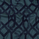 Navy Distressed Geometric Flocking on Hunter Green and Peacoat Rectangles Cotton Dobby