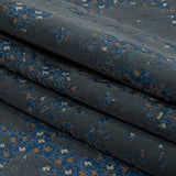 Gray Distressed Flocking on Blue, Tan and Beige Geometric Printed Cotton Shirting