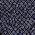 Navy Flocked Ogees on Floral and Herringbone Printed Stretch Cotton Shirting