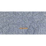 Black Flocked Polka Dots on Blue and White Leaves and Dots Stretch Cotton Shirting