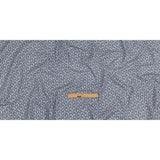 Black Flocked Polka Dots on Blue and White Leaves Stretch Cotton Shirting
