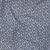 Black Flocked Polka Dots on Blue and White Leaves Stretch Cotton Shirting