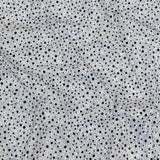 Black Flocked Polka Dots on Blue, Gray and White Abstract Stretch Cotton Shirting