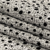 Black Flocked Polka Dots on Gray and White Abstract Stretch Cotton Shirting