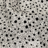 Black Flocked Polka Dots on Gray and White Abstract Stretch Cotton Shirting