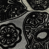 Black Flocked Decorated Skulls on Silver Sconce Diamonds Cotton and Polyester Dobby