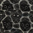 Black Flocked Decorated Skulls on Silver Sconce Diamonds Cotton and Polyester Dobby
