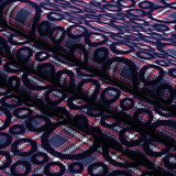 Estate Blue, Red and Navy Flocked Circles on Plaid Rustic Cotton and Polyester Woven