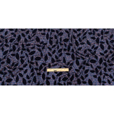 Navy Flocked Leafy Vines on Lilac, Orange and Blue Striped Teardrops Cotton and Polyester Jacquard