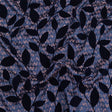 Navy Flocked Leafy Vines on Lilac, Orange and Blue Striped Teardrops Cotton and Polyester Jacquard