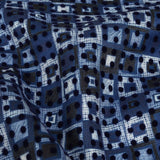 Navy Flocked Polka Dots on White, Twilight Blue and Maritime Blue Squares Stretch Cotton Twill