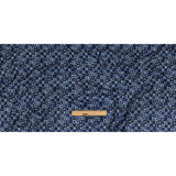 Navy Flocked Polka Dots on White, Twilight Blue and Maritime Blue Squares Stretch Cotton Twill