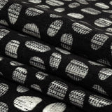 Black Flocked Bubbles on Black and Graphite Distressed Stripes Printed Stretch Cotton Twill