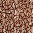 Brown Flocked Geometric Web on Brown, Orange and White Distressed Stripes Stretch Cotton Twill