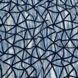 Navy Flocked Geometric Web on Blue and White Distressed Stripes Stretch Cotton Twill